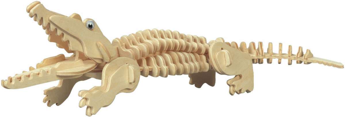 Merkloos Houten 3D puzzel krokodil 23 cm