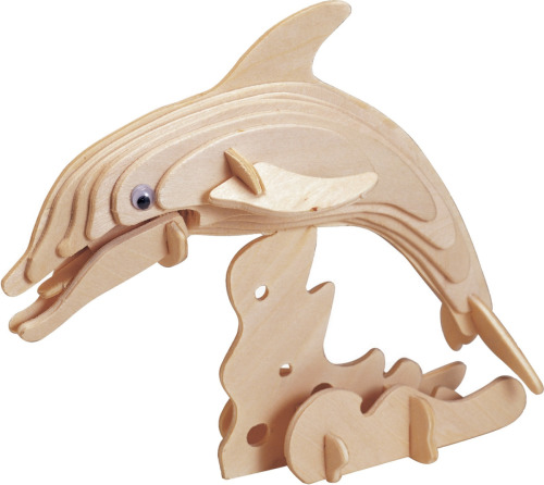 Merkloos Houten 3D puzzel dolfijn 23 cm