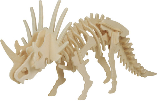 Merkloos Houten 3D puzzel styracosaurus dinosaurus 23 cm
