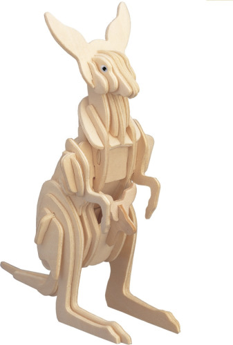 Merkloos Houten 3D puzzel kangoeroe 23 cm