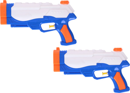 Merkloos 2x Waterpistool/waterpistolen blauw 24,5 cm