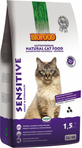 4x Biofood Kattenvoer Sensitive Graanvrij 1,5 kg