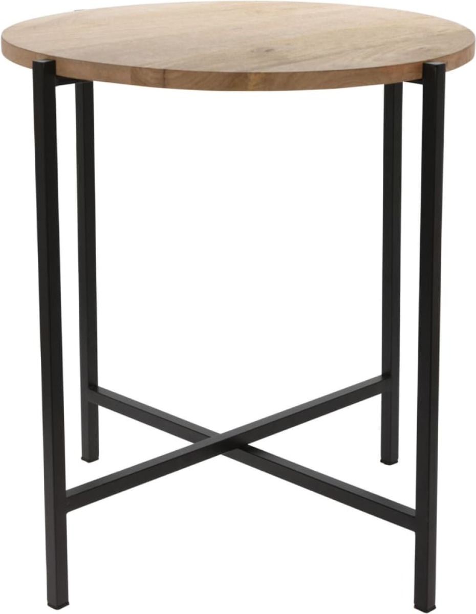 Ambiance Bijzettafel rond 45 cm hout en metaal