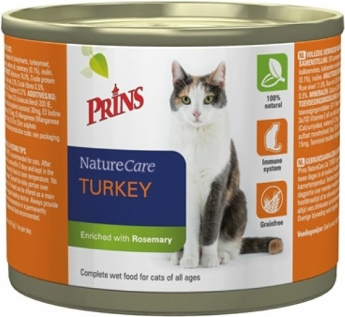 6x Prins Naturecare Cat Kalkoen 200 gr