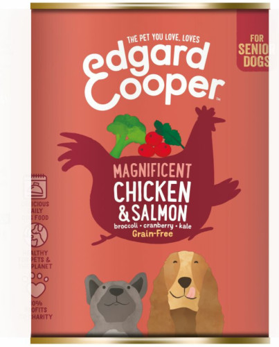 6x Edgard&Cooper Blik Vers Vlees Senior Kip en Zalm 400 gr