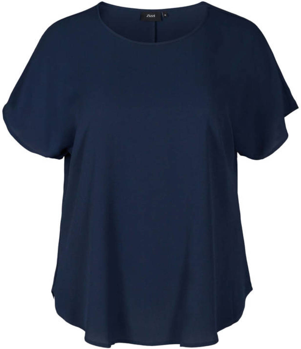Zizzi geweven top VANNI, S/S, TOP donkerblauw