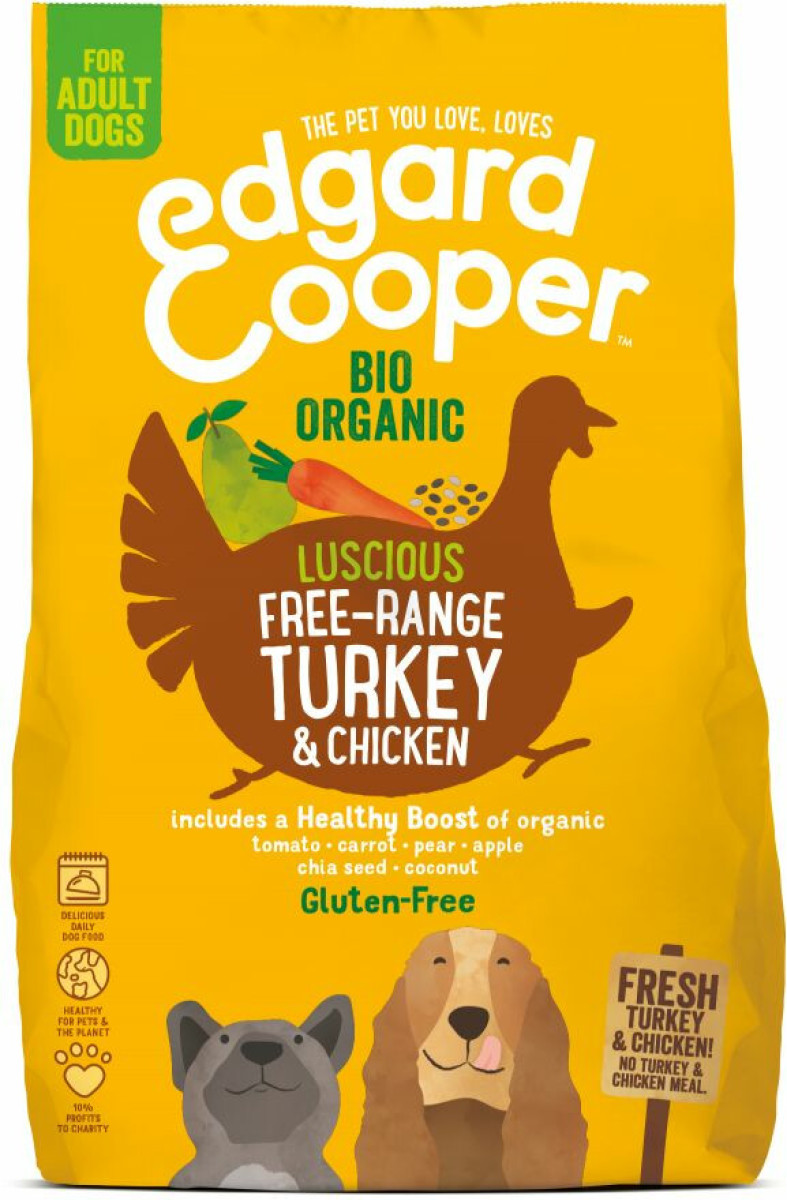 Edgard&Cooper Hondenvoer Biokalkoen en Biokip 7 kg