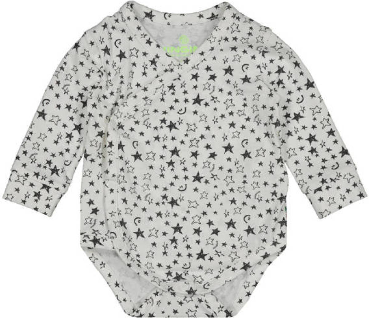 Vingino new born overslag romper Peri met all over print grijs/offwhite