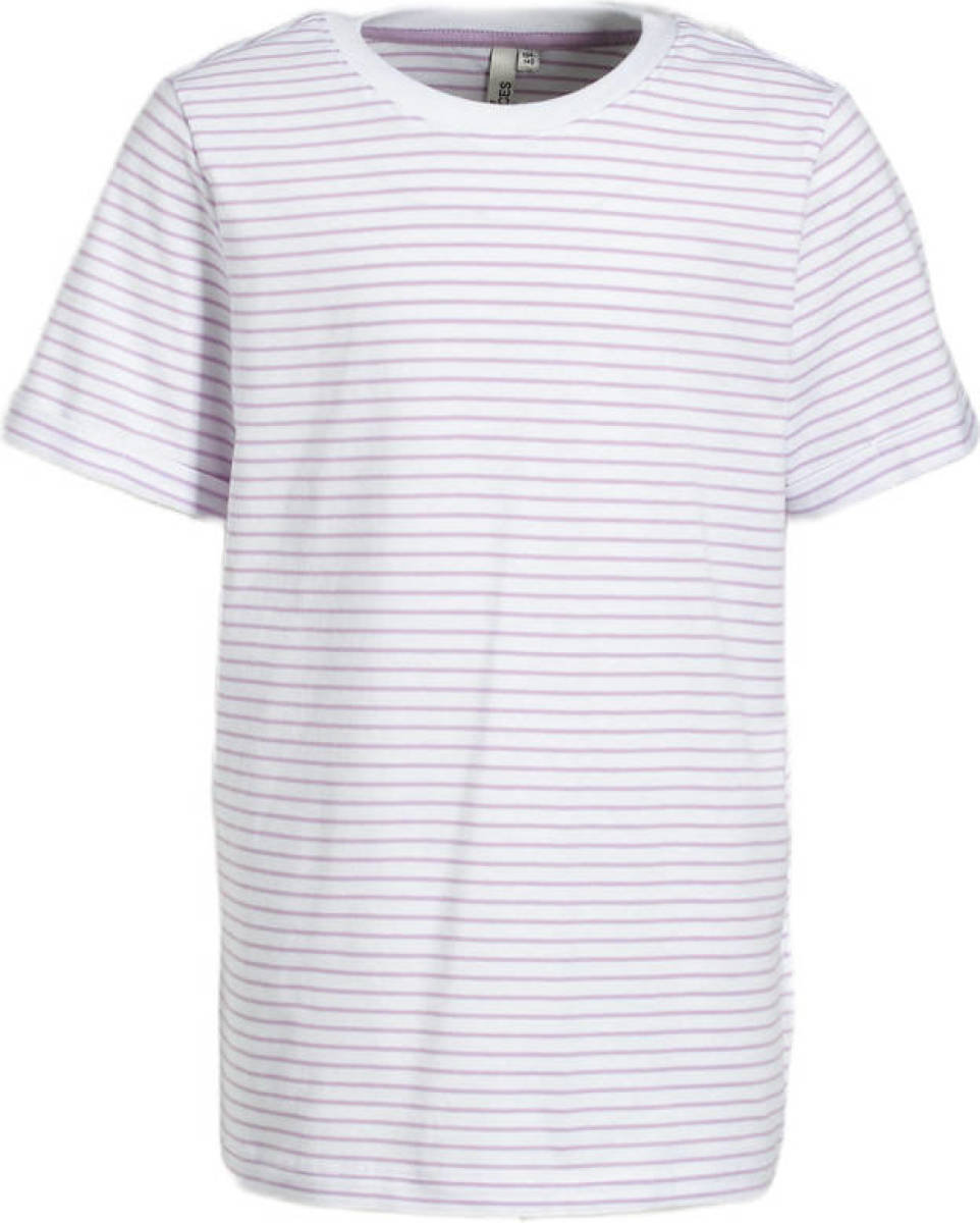 little PIECES gestreept T-shirt LPRIA van biologisch katoen paars/wit