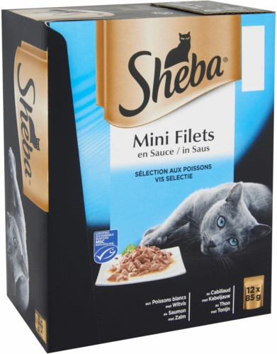 4x Sheba Mini Filets in Saus Selectie van Vis 12 x 85 gr