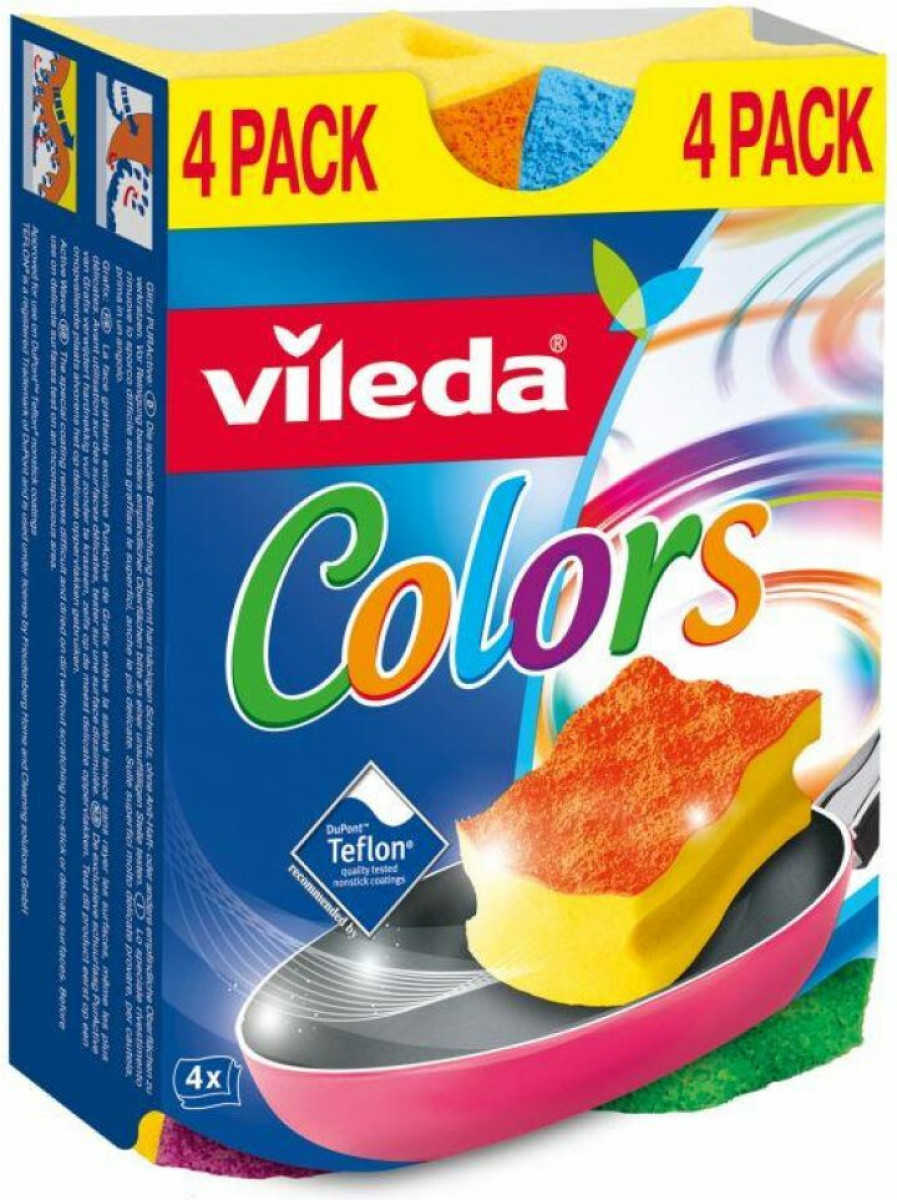 Vileda Schuursponzen Colors 4 stuks