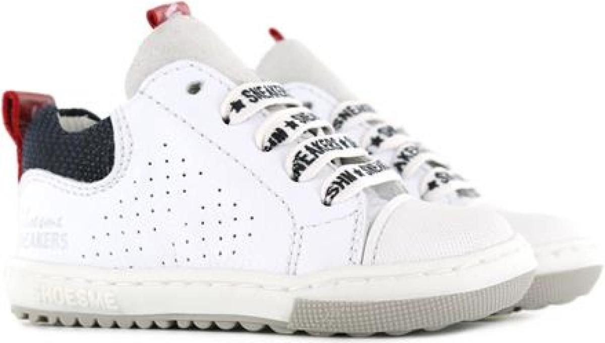 Shoesme EF22S012-B leren sneakers wit/donkerblauw