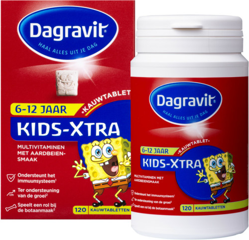 Dagravit Kids Xtra Aardbei 6-12 120 kauwtabletten