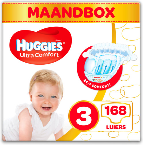 Huggies Ultra Comfort Luiers Maat 3 (4 - 9 kg) 168 stuks