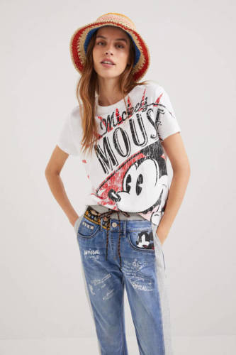 Desigual gebreid Mickey Mouse T-shirt met grafische print wit