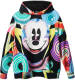 Desigual Mickey Mouse hoodie met all over print zwart/wit/blauw/paars/oranje/rood