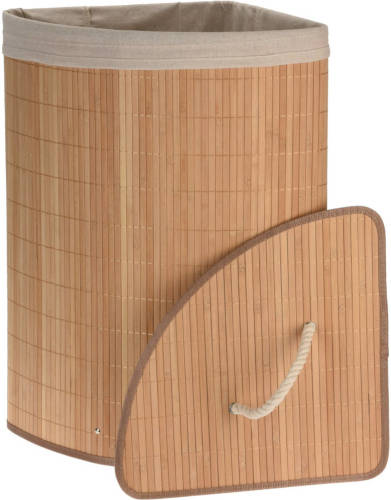 4Goodz Bruine Opvouwbare Bamboe Wasmand Hoekmodel 60x30x30 Cm - Bruin