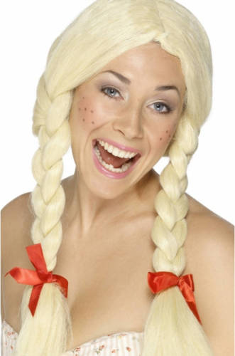 Smiffy's Oktoberfest Blonde Vlechten Pruik Verkleedaccessoire Voor Dames - Carnaval Feestartikelen Pruiken