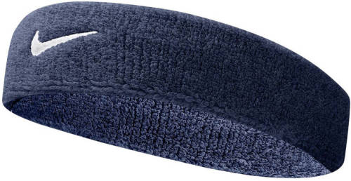 Nike hoofdband Swoosh donkerblauw/wit