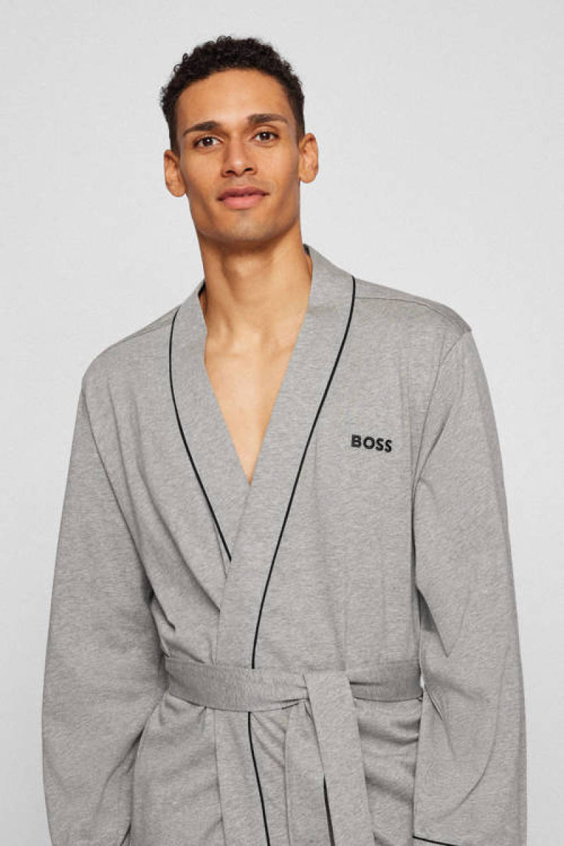 BOSS jersey badjas grijs