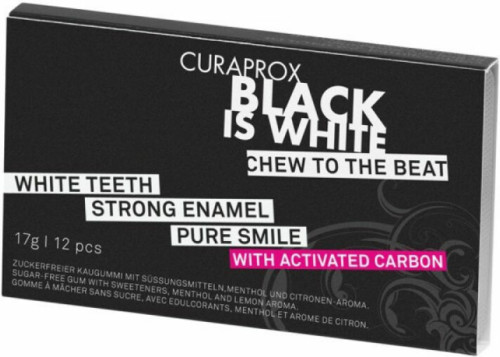 6x Curaprox Black is White Kauwgom 12 stuks