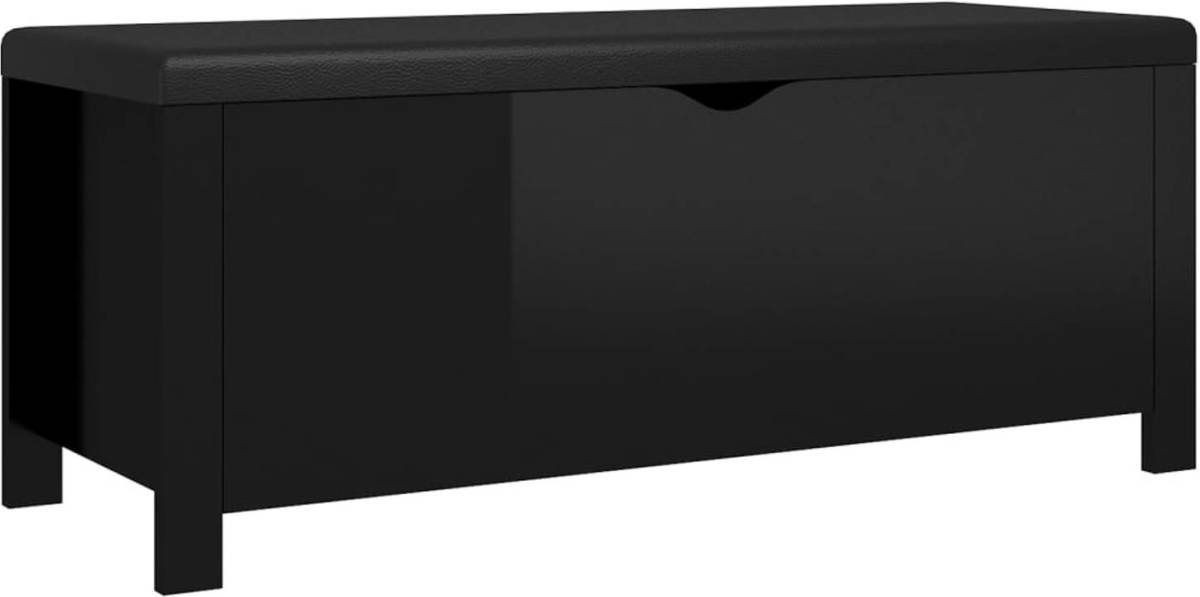 VidaXL Opbergbox met kussen 105x40x45 cm spaanplaat hoogglans zwart