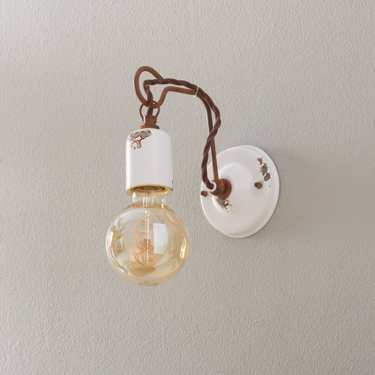 Ferroluce Wandlamp C665 in vintage stijl wit