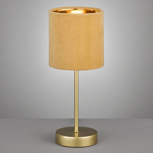 Fischer & Honsel Tafellamp Aura, voet goud, kap geel/goud