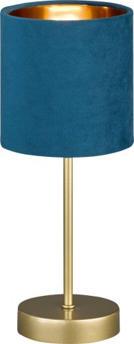 Fischer & Honsel Tafellamp Aura, voet goud, kap turquoise/goud