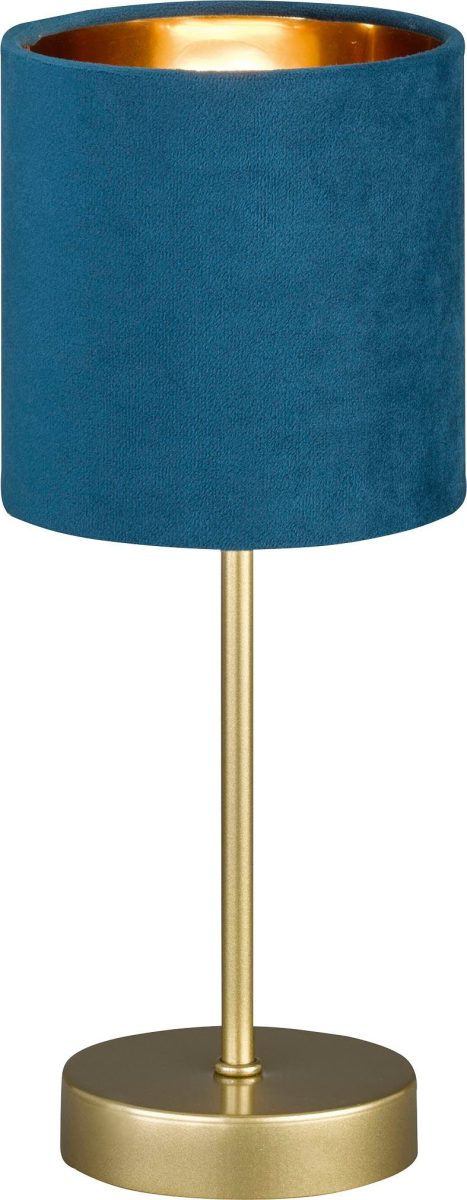 Fischer & Honsel Tafellamp Aura, voet goud, kap turquoise/goud