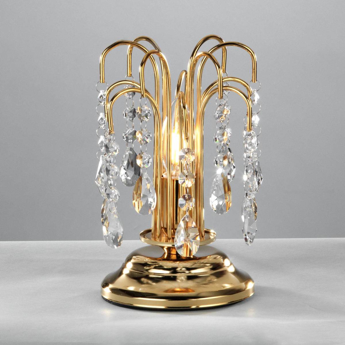 EULUNA Tafellamp Pioggia met kristal-regen, 26cm, goud