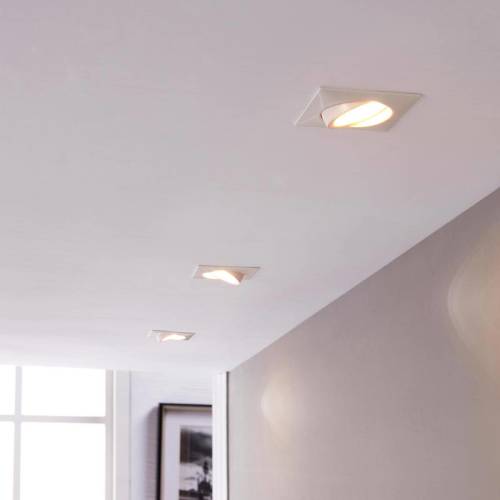 Lindby LED inbouwspot Andrej, hoekig, wit, set van 3