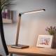 Lindby Metallic-grijze led bureaulamp Kuno, dimmer & USB