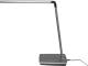 Lindby Metallic-grijze led bureaulamp Kuno, dimmer & USB