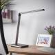 Lindby Metallic-grijze led bureaulamp Kuno, dimmer & USB