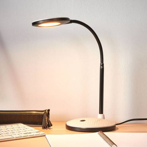 Lindby LED bureaulamp Ivan in lichtgrijs en zwart