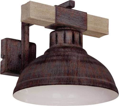 EULUNA Wandlamp Hakon, roestbruin/hout natuur