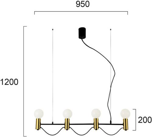 Viokef Hanglamp Volter, 4-lamps