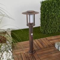 Lindby LED sokkellamp Pavlos, roest, bewegingssensor