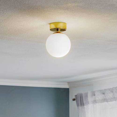 Argon Plafondlamp Fatis, opaalglas/messing, 1-lamp