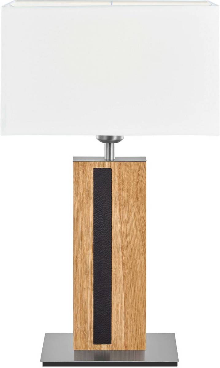 HerzBlut Maive tafellamp, eiken geolied, wit 56cm