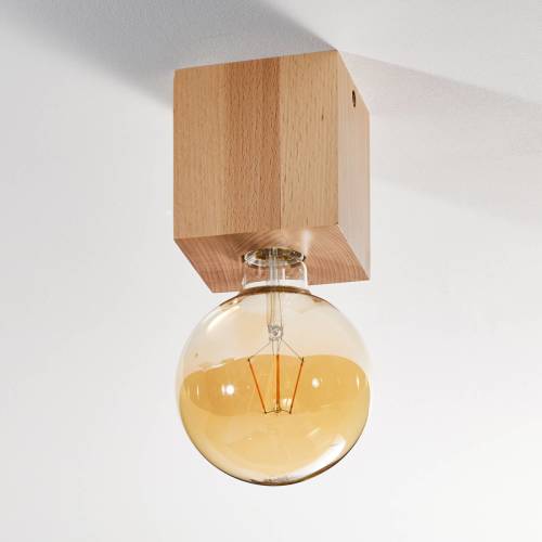 EULUNA Plafondlamp Block, hout vierkant, natuur