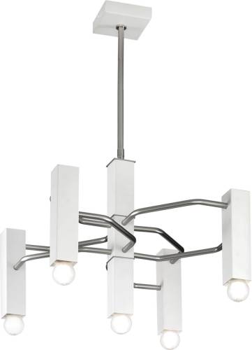 Metallux Hanglamp rooster, 5-lamps, nikkelmat/wit