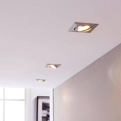 Lindby Chromen inbouwlampen met LED's, hoekig, set van 3
