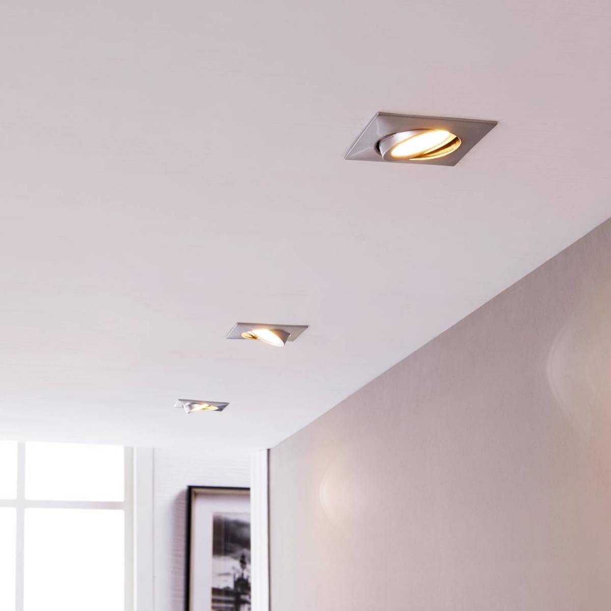 Lindby Chromen inbouwlampen met LED's, hoekig, set van 3