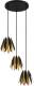 Lucande Lounit hanglamp, zwart-goud, 3-lamps