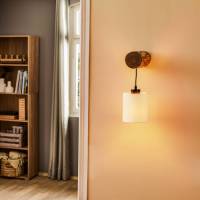 EULUNA Wandlamp Furesta, gebeitst, kap wit