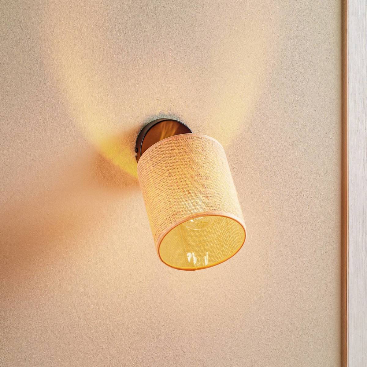 EULUNA Wandlamp Jute met verstelbare stoffen kap