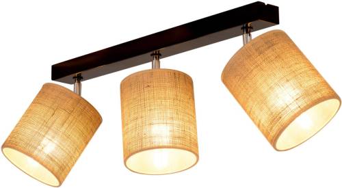 EULUNA Plafondlamp Jute met drie textielkappen
