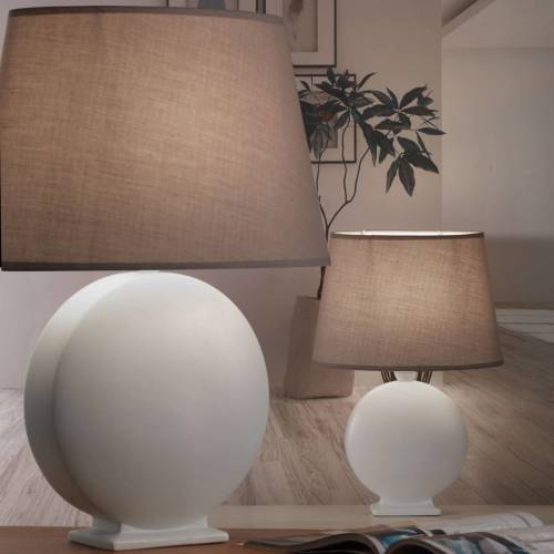 EULUNA Tafellamp Zen, kap beige, keramische voet, 46cm